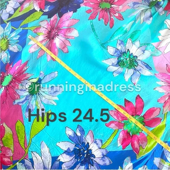 Boston Proper Blue Water Color Silk Floral Handkerchief Dress Size Medium
