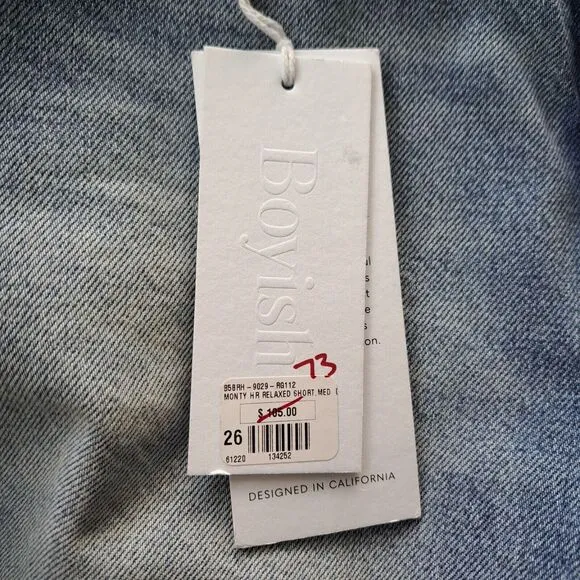 Boyish Anthropologie The Monty High-Rise Cut-Off Jean Shorts City Girl NWT 27