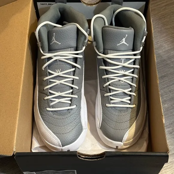 Boys Gray and White Jordans
