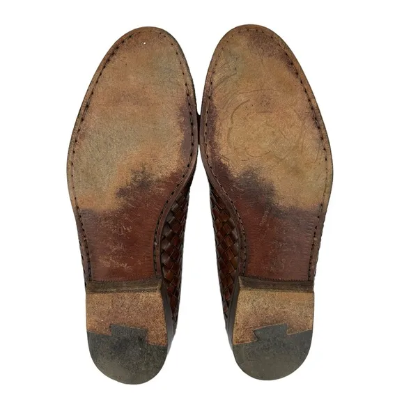 BRAGANO by COLE HAAN Vintage Woven Leather Tassel Penny Loafers Made in ITALY