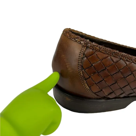 BRAGANO by COLE HAAN Vintage Woven Leather Tassel Penny Loafers Made in ITALY