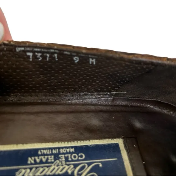 BRAGANO by COLE HAAN Vintage Woven Leather Tassel Penny Loafers Made in ITALY