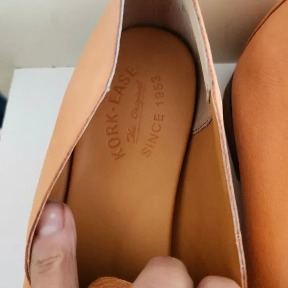 Brand New Kork-Ease &quot;Meg&quot; Moc Toe Nappa Leather Loafers Orange Sz. 9.5 $160