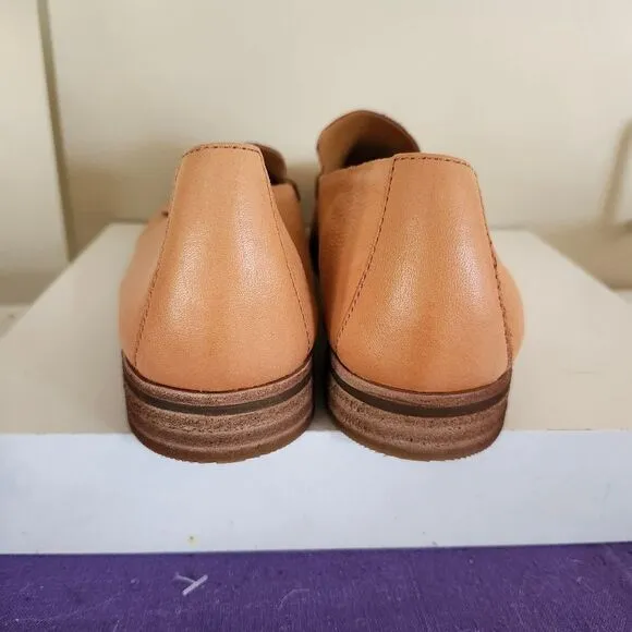 Brand New Kork-Ease &quot;Meg&quot; Moc Toe Nappa Leather Loafers Orange Sz. 9.5 $160