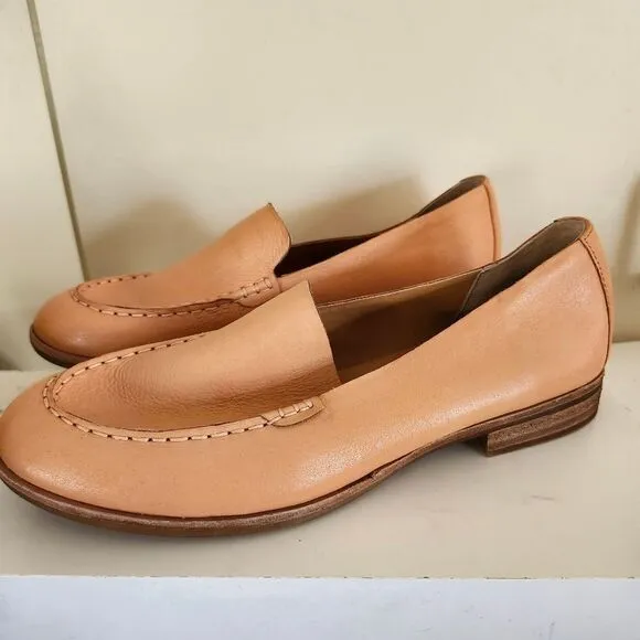 Brand New Kork-Ease &quot;Meg&quot; Moc Toe Nappa Leather Loafers Orange Sz. 9.5 $160