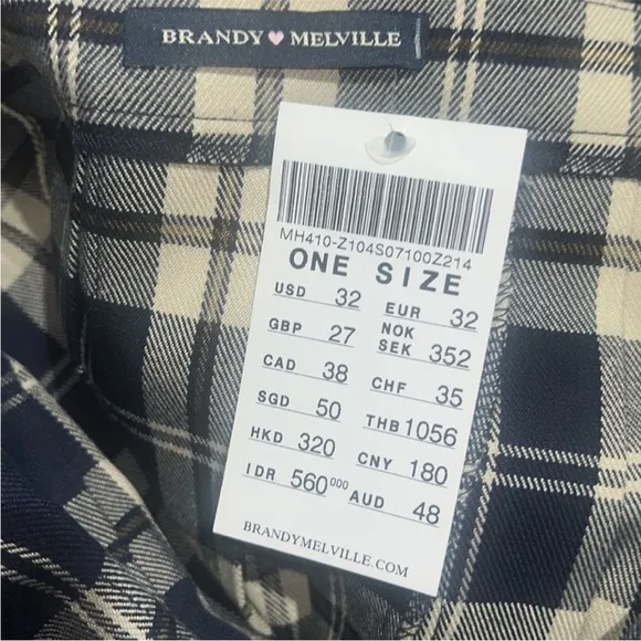 Brandy Melville Academy Dana Double Buckle Plaid Pleated Wrap Micro Skirt OS