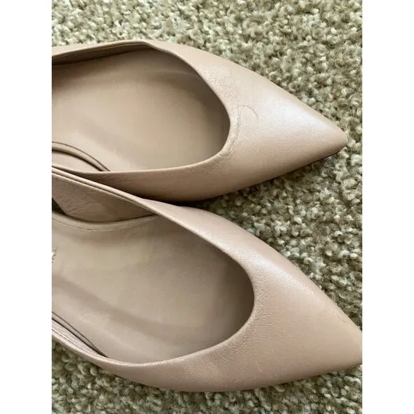 Brian Atwood Size 35 1/2 Point Toe Leather Slingback Flats Cappuccino Nude GUC**