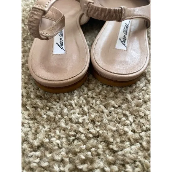 Brian Atwood Size 35 1/2 Point Toe Leather Slingback Flats Cappuccino Nude GUC**