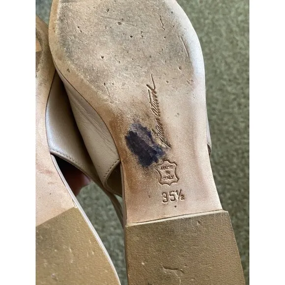 Brian Atwood Size 35 1/2 Point Toe Leather Slingback Flats Cappuccino Nude GUC**