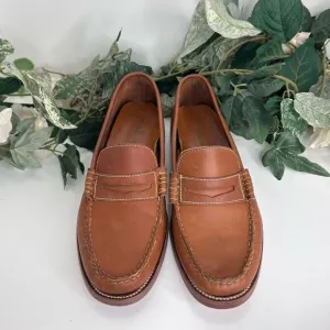 Brookline Shoes Men’s Size 8 Brown Leather Penny Loafer Contrasting Stitching