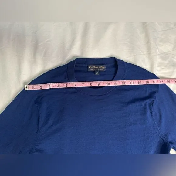 Brooks Brothers Brooktech 100% Merino Wool Sweater, Men’s Medium, Navy Blue, EUC
