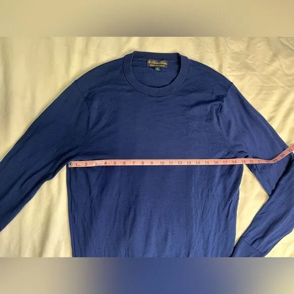 Brooks Brothers Brooktech 100% Merino Wool Sweater, Men’s Medium, Navy Blue, EUC