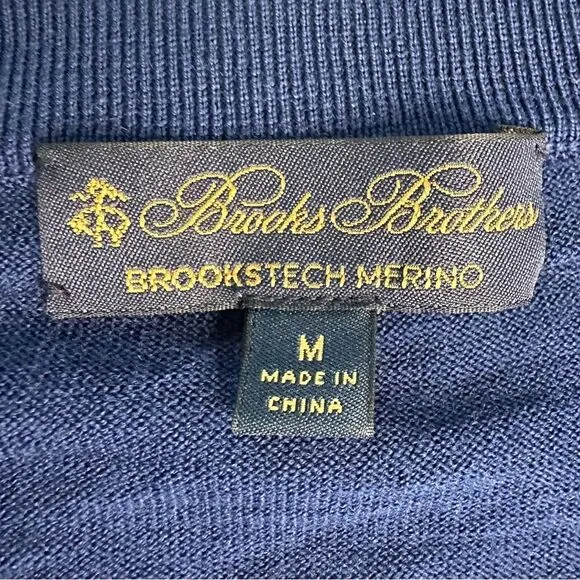 Brooks Brothers Brooktech 100% Merino Wool Sweater, Men’s Medium, Navy Blue, EUC