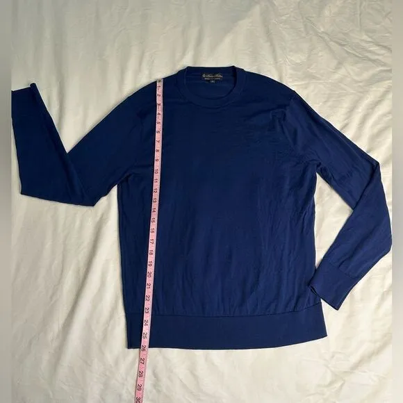 Brooks Brothers Brooktech 100% Merino Wool Sweater, Men’s Medium, Navy Blue, EUC