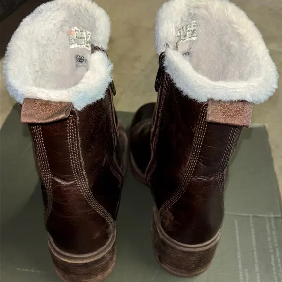Brown Leather Ankle Boots with Shearling Lining