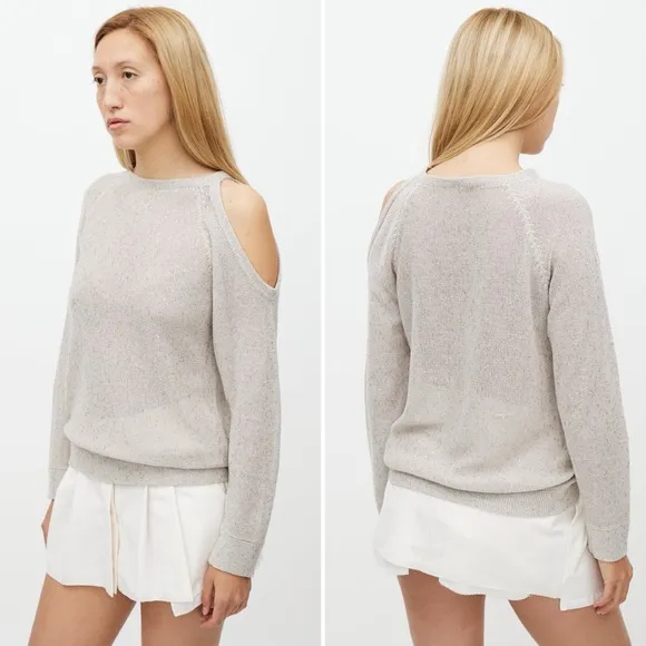 BRUNELLO CUCINELLI LINEN SILK OFF SHOULDER SWEATER SIZE MEDIUM