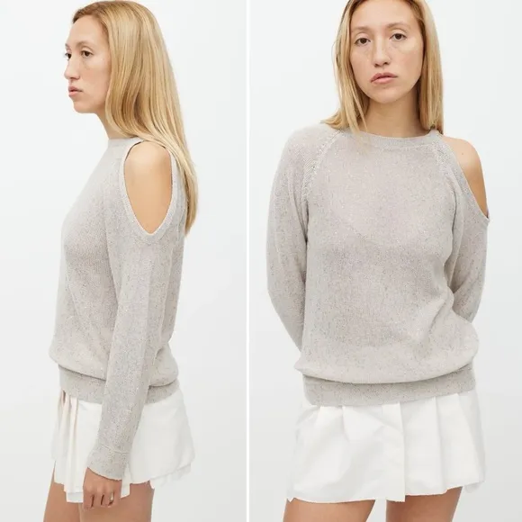 BRUNELLO CUCINELLI LINEN SILK OFF SHOULDER SWEATER SIZE MEDIUM