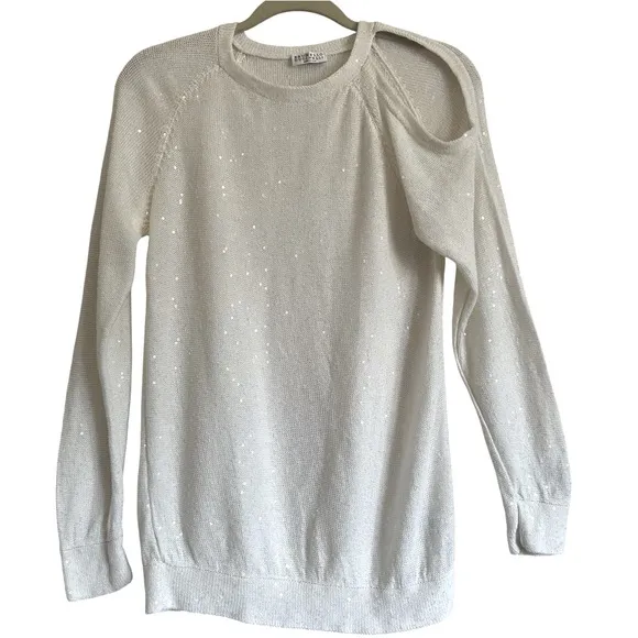 BRUNELLO CUCINELLI LINEN SILK OFF SHOULDER SWEATER SIZE MEDIUM