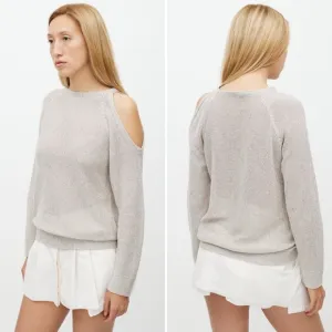 BRUNELLO CUCINELLI LINEN SILK OFF SHOULDER SWEATER SIZE MEDIUM