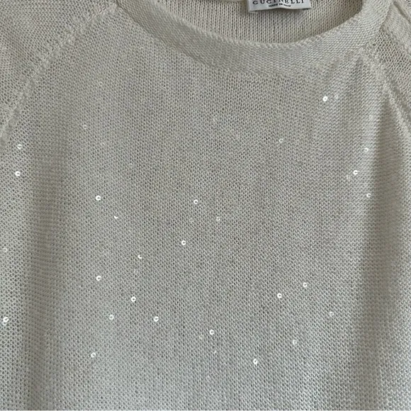 BRUNELLO CUCINELLI LINEN SILK OFF SHOULDER SWEATER SIZE MEDIUM