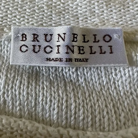 BRUNELLO CUCINELLI LINEN SILK OFF SHOULDER SWEATER SIZE MEDIUM