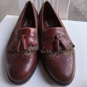 Bruno Magli Men's Loafers Slip On Brown, tassels Suede &amp; Leather  Size 10.5 W