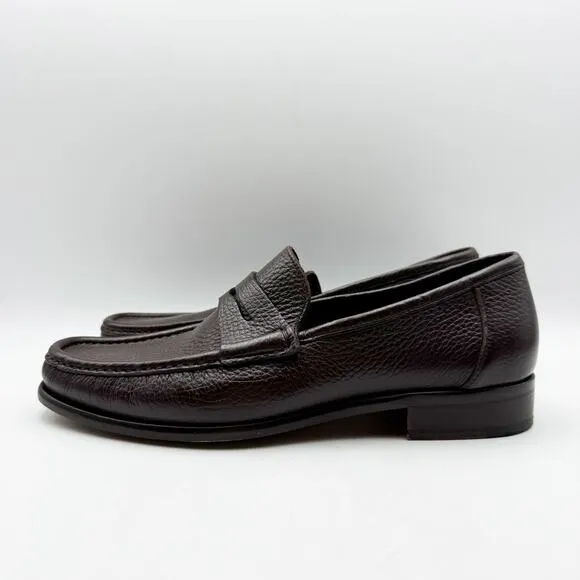 Bruno Magli Mens Tonio Loafer Size 8M Dark Brown Leather Almond Toe Slip On