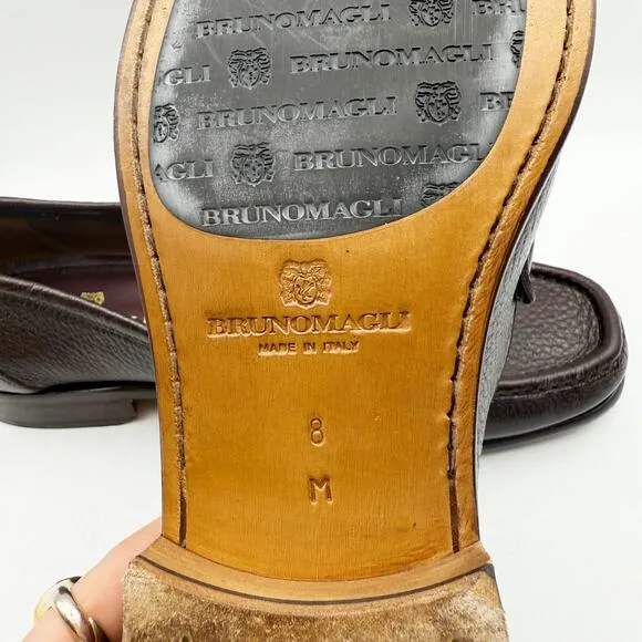 Bruno Magli Mens Tonio Loafer Size 8M Dark Brown Leather Almond Toe Slip On