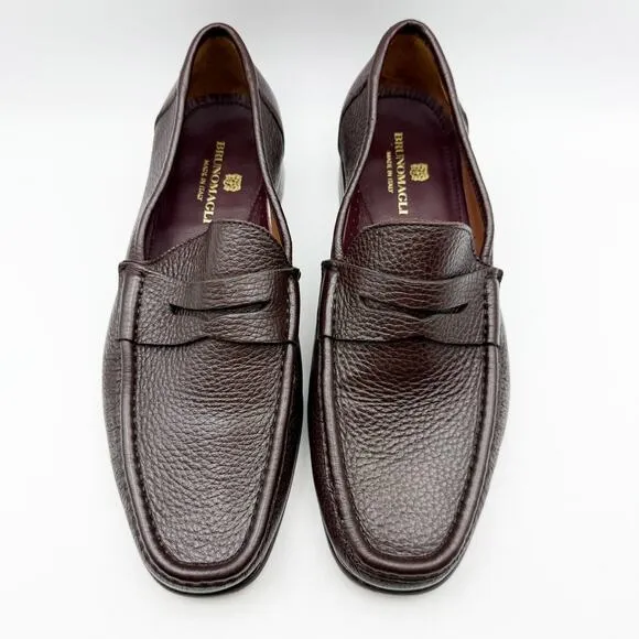Bruno Magli Mens Tonio Loafer Size 8M Dark Brown Leather Almond Toe Slip On