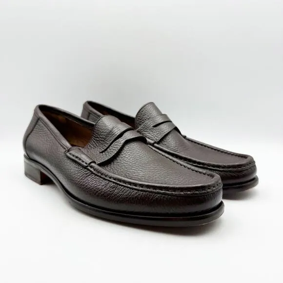 Bruno Magli Mens Tonio Loafer Size 8M Dark Brown Leather Almond Toe Slip On