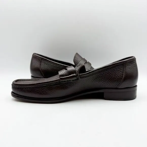 Bruno Magli Mens Tonio Loafer Size 8M Dark Brown Leather Almond Toe Slip On