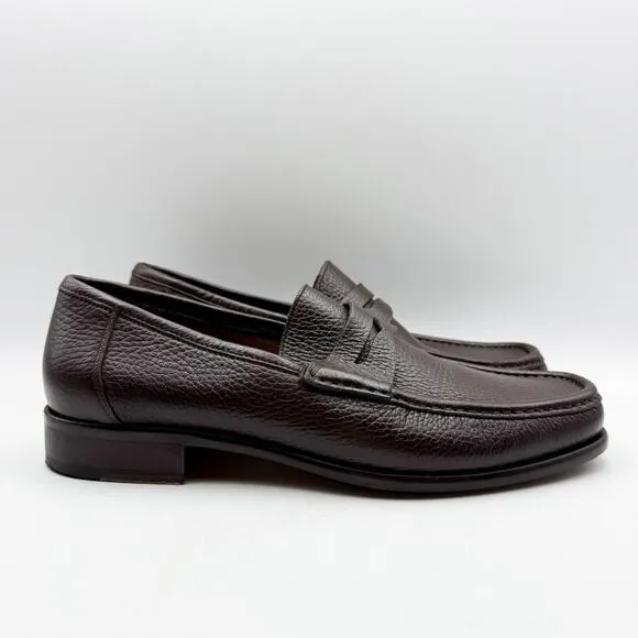 Bruno Magli Mens Tonio Loafer Size 8M Dark Brown Leather Almond Toe Slip On