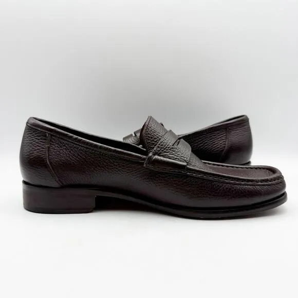 Bruno Magli Mens Tonio Loafer Size 8M Dark Brown Leather Almond Toe Slip On