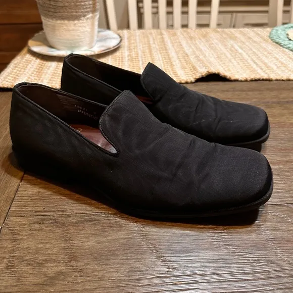 Bruno‎ Magli Prince Mens Dress Loafers Slip On Black Woven Italian Shoes Sz 9M