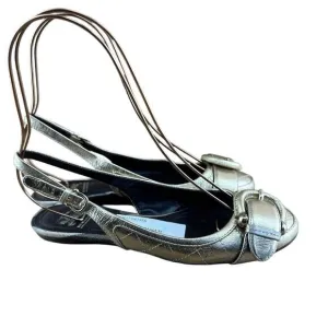 BURBERRY Women's Gold Leather Slingback Ballet Flats 36| 6.5