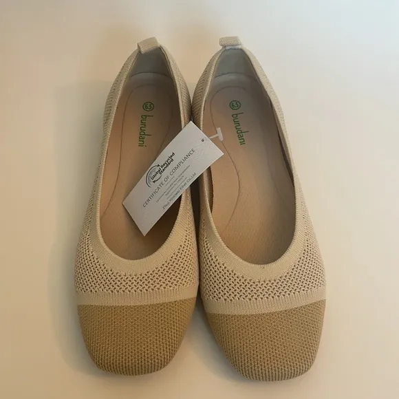 Burudani Women's Jane Knit Square Toe Flats 6.5