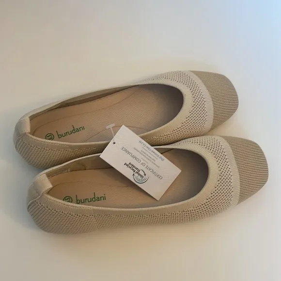 Burudani Women's Jane Knit Square Toe Flats 6.5