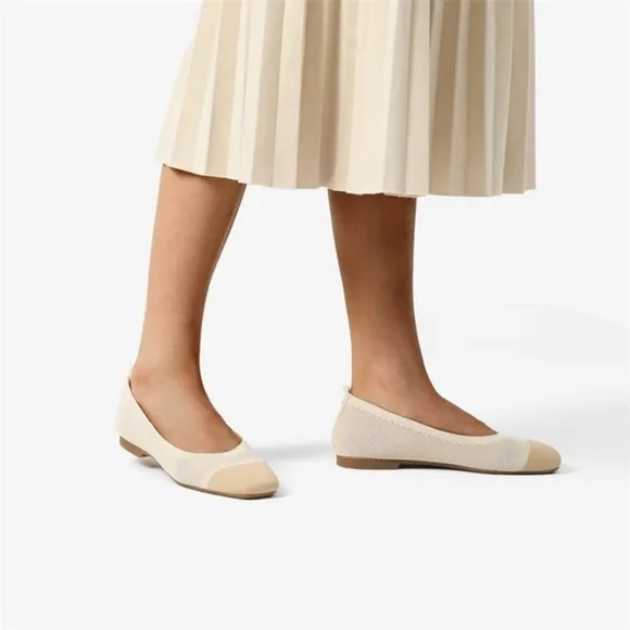 Burudani Women's Jane Knit Square Toe Flats 6.5