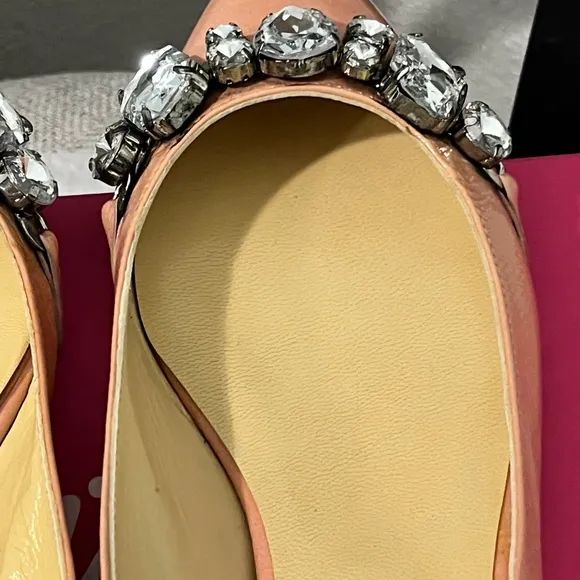 BUTTER PRE-LOVED AUTHENTIC ROSE PINK GENUINE LEATHER CRYSTALS EMBELLISHED FLATS