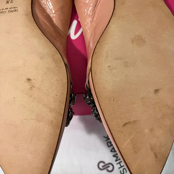 BUTTER PRE-LOVED AUTHENTIC ROSE PINK GENUINE LEATHER CRYSTALS EMBELLISHED FLATS