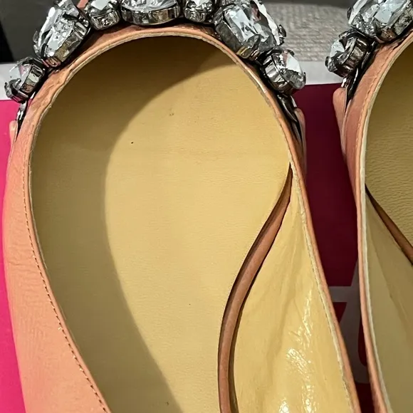BUTTER PRE-LOVED AUTHENTIC ROSE PINK GENUINE LEATHER CRYSTALS EMBELLISHED FLATS