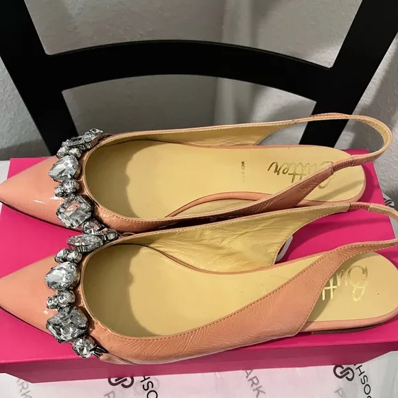 BUTTER PRE-LOVED AUTHENTIC ROSE PINK GENUINE LEATHER CRYSTALS EMBELLISHED FLATS