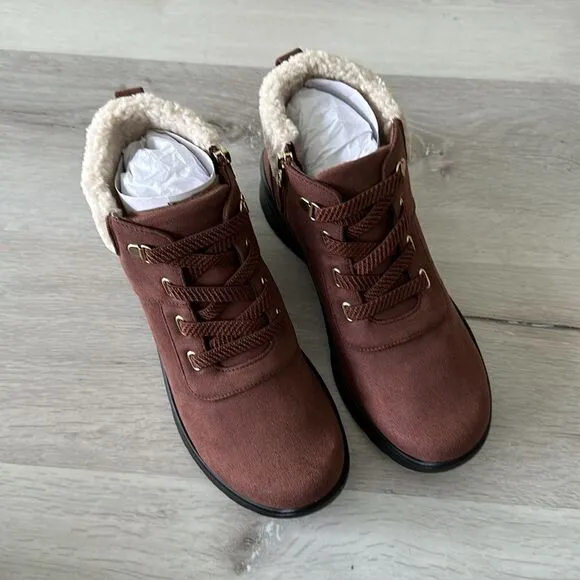 Bzees Garner Machine Washable Shearling Ankle Bootie Sepia 11 NWT IN BOX