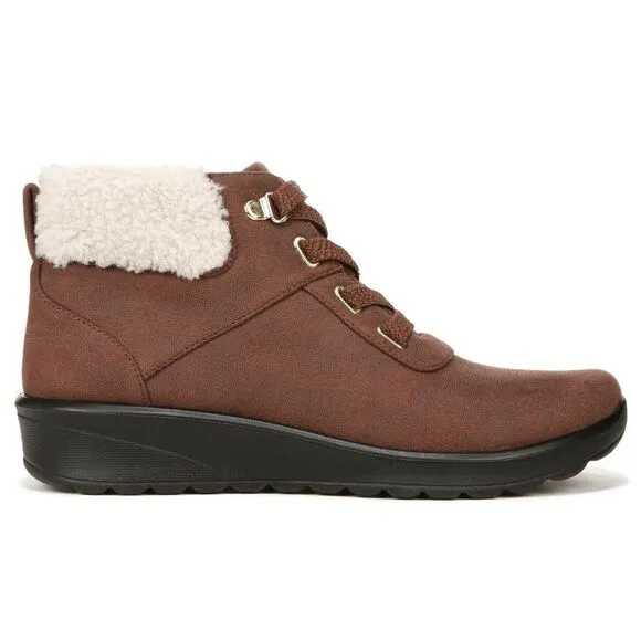Bzees Garner Machine Washable Shearling Ankle Bootie Sepia 11 NWT IN BOX
