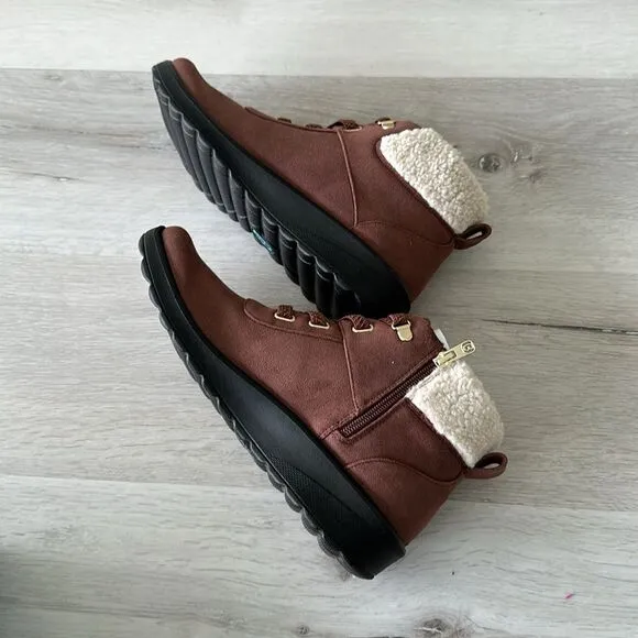 Bzees Garner Machine Washable Shearling Ankle Bootie Sepia 11 NWT IN BOX