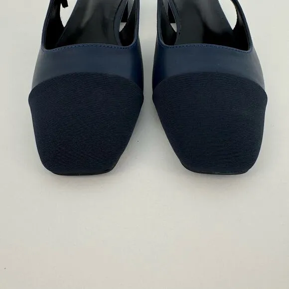 C. Paravano Square-Toe Slingback Flats Felicia Navy/Black Size 41 (US 10.5)