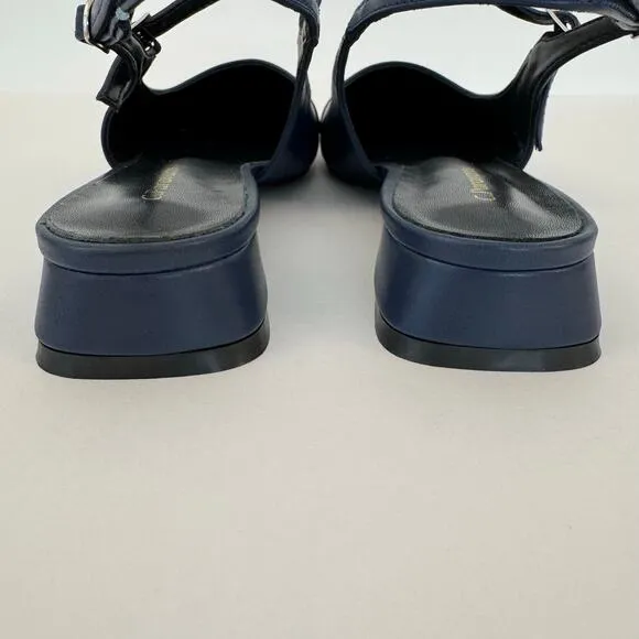 C. Paravano Square-Toe Slingback Flats Felicia Navy/Black Size 41 (US 10.5)