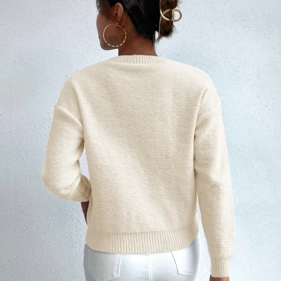 Cable Knit Drop Shoulder Sweater