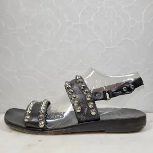 Calleen Cordero Studded Reptile Sandals Womens 9.5 Black Leather Slingback