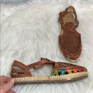 Calvados Venus Woven Leather Espadrilles